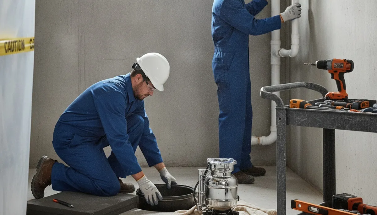 Professional plumber installing sump pump in Orlando, FL home for flood protection